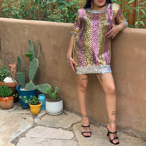 Lilli Diamond of California Vintage 1970s Sequin Disco Mini Dress - Picture 6 of 13